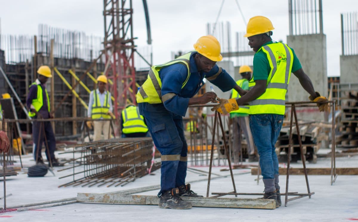 Industrial workforce safety training on site